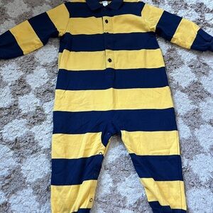 Lands' End Kids Yellow and Blue Striped Footie